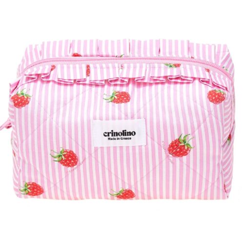 RASPBERRY STRIPES MAKEUP BAGS